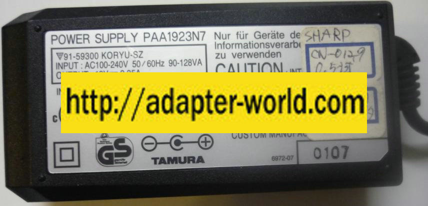 TAMURA PAA1923N7 AC ADAPTER 19VDC 2.35A I.T.E POWER SUPPLY