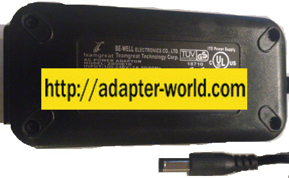 TEAMGREAT ZD0001D AC ADAPTER 12VDC 0.6A 2 x 5.5 x 11mm