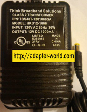 THINK BROADBAND HKD12-1000 AC ADAPTER 12V DC 1A NEW -( 2x5.5mm