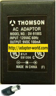 THOMSON DV-9100S AC ADAPTER 9V 100MA CLASS 2 TRANSFORMER