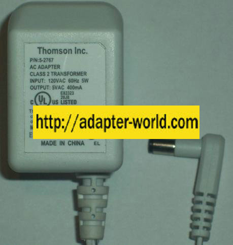 THOMSON A10540C AC DC ADAPTER 5VAC 400MA POWER SUPPLY