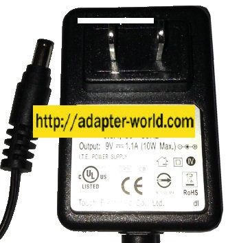 TOUCH ELECTRONIC M7-10US08R-A AC ADAPTER 9VDC 1.1A 10W NEW 2.2x