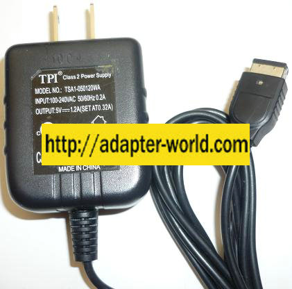 TPI TSA1-050120WA5 AC ADAPTER 5VDC 1.2A NEW -( ) CHARGER CLASS