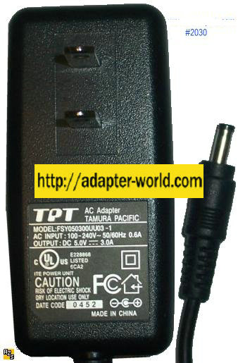TPT FSY050300UU03-1 AC ADAPTER 5VDC 3A POWER SUPPLY