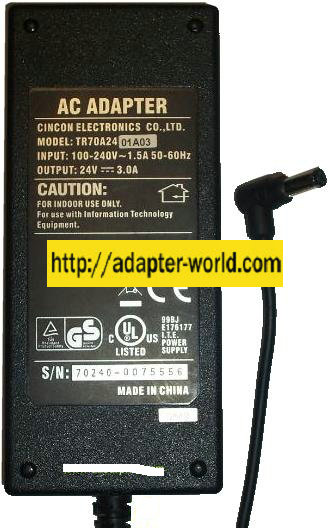 TR70A2401A03 AC ADAPTER 24VDC 3A Switching POWER SUPPLY