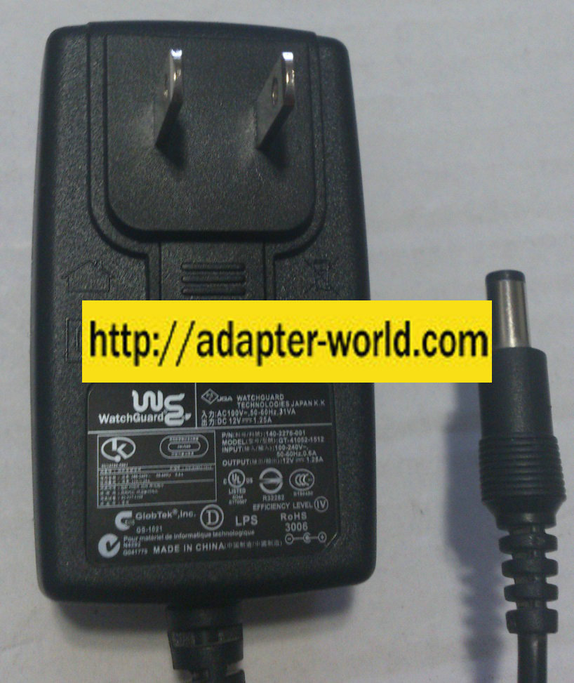 WATCHGUARD GT-41052-1512 AC ADAPTER 12VDC 1.25A NEW -( )-