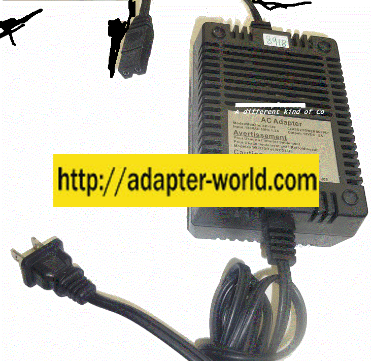 WINE CHILLER SP-130 AC ADAPTER 12VDC 5A NEW 2PIN FEMALE CLASS 2 WINE CHILLER SP-130 AC ADAPTER 12VDC 5A NEW 2PIN FEMALE CLASS 2