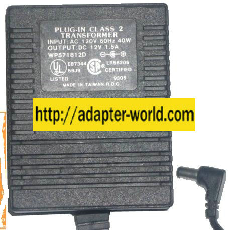 WP571812D AC ADAPTER 12V DC 1.5A POWER SUPPLY