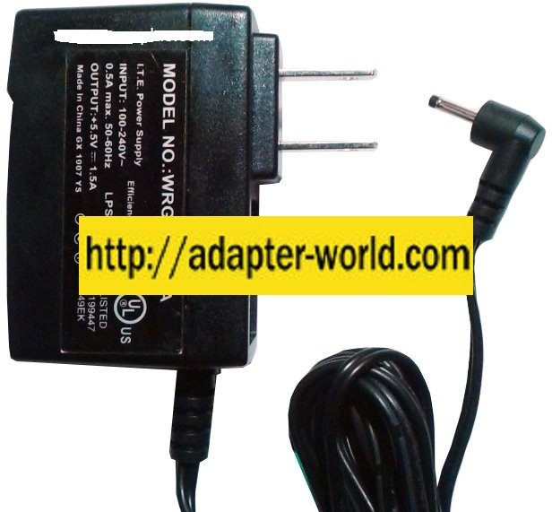 WRG10F-055A AC ADAPTER 5.5VDC 1.5A NEW -( ) 0.5x2.3mm 90 ° DEGR
