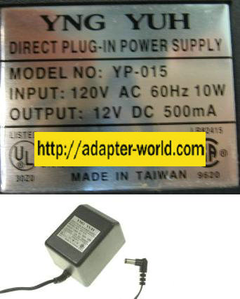 YNG YUHA YP-015 AC ADAPTER 12V DC 500mA NEW 2.1x5.5mm ROUND BAR