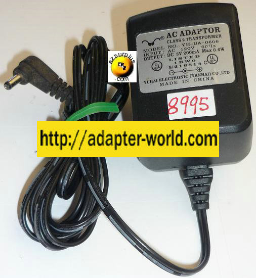 YUHAI ELECTRONICS YH-UA-0606 AC ADAPTER 4.5V DC 200mA 0.9W NEW