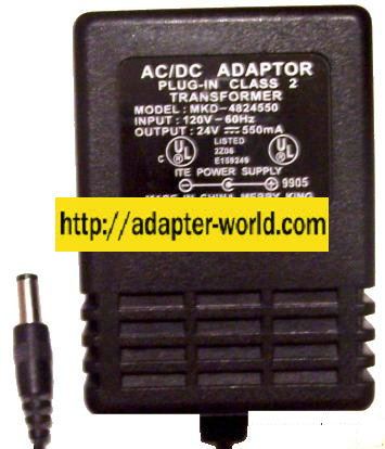 MKD-4824550 AC ADAPTER 24VDC 550mA CLASS 2 TRANSFORMER I.T.E.
