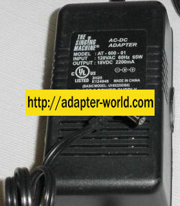 THE SINGING MACHINE AT-600-01 AC DC ADAPTER 18V DC 2.2A 120VAC