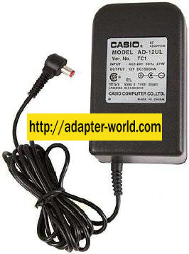 CASIO AD-12UL AC ADAPTER 12VDC 1500mA (-) 1.5x5.5mm 90 ° 120vac