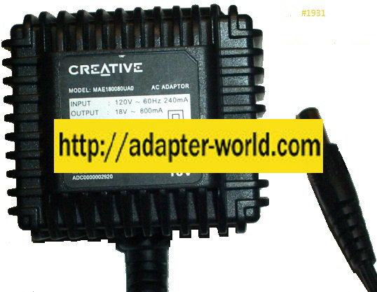 CREATIVE MAE180080UA0 AC ADAPTER 18VAC 800mA POWER SUPPLY