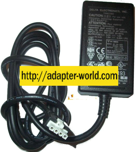 DELTA ELECTRONICS 15662360 AC ADAPTER 3.3V 7V 4PIN POWER SUPPLY