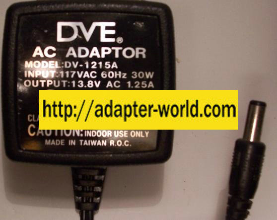 DVE DV-1215A AC ADAPTER 13.8VAC 1.25A POWER SUPPLY