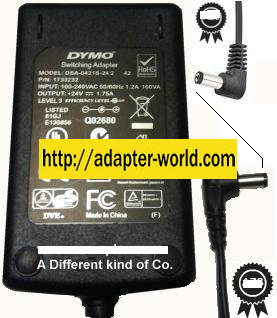 DYMO DSA-0421S-24 2 AC SWITCHING ADAPTER 24V DC 1.75A POWER SUPP