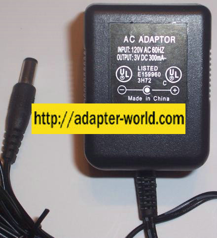 E159960 AC DC ADAPTER 3V 300MA POWER SUPPLY