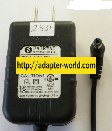 Fairway TC10L-090 AC ADAPTER 9VDC 1.11A NEW -( ) POWER SUPPLY