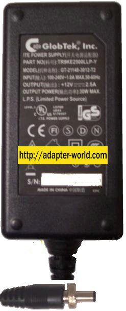 GLOBTEK GT-21148-3012-T2 AC DC ADAPTER 12V 2.5A ITE POWER SUPPLY