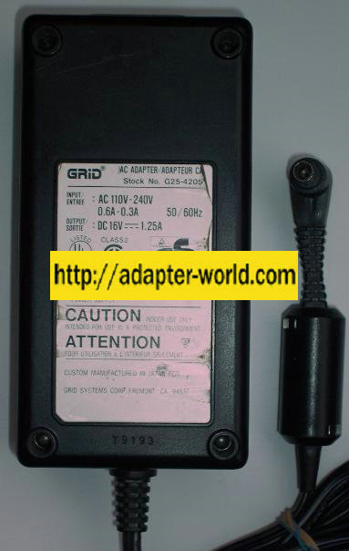 GRID G25-4205 AC DC ADAPTER 16V 1.25A POWER SUPPLY