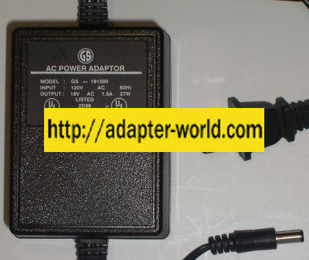 GS GS-181500 AC ADAPTER 18Vac 1.5A 2.5x5.5mm ~(~)~ New Desk top