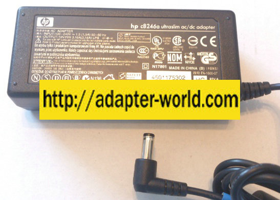 HP PA-1600-07 AC ADAPTER 19VDC 3.16A NEW 2.5x5.5mm 90 DEGREE