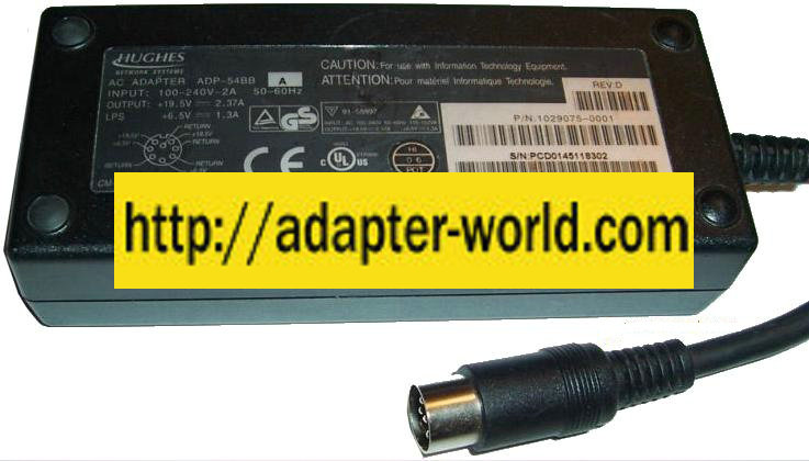 HUGHES ADP-54BB AC ADAPTER 19.5VDC 2.37A NEW 8PIN DIN CONNECTOR