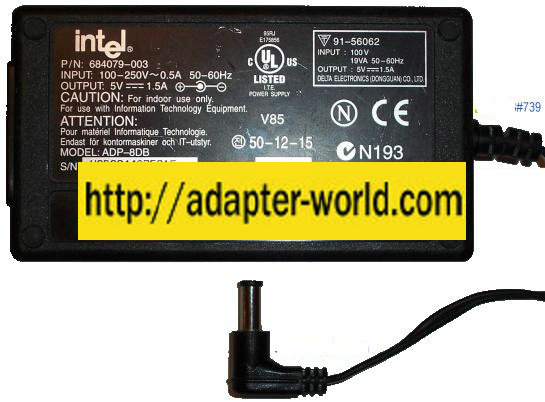 INTEL ADP-8DB AC ADAPTER 5VDC 1.5A POWER SUPPLY