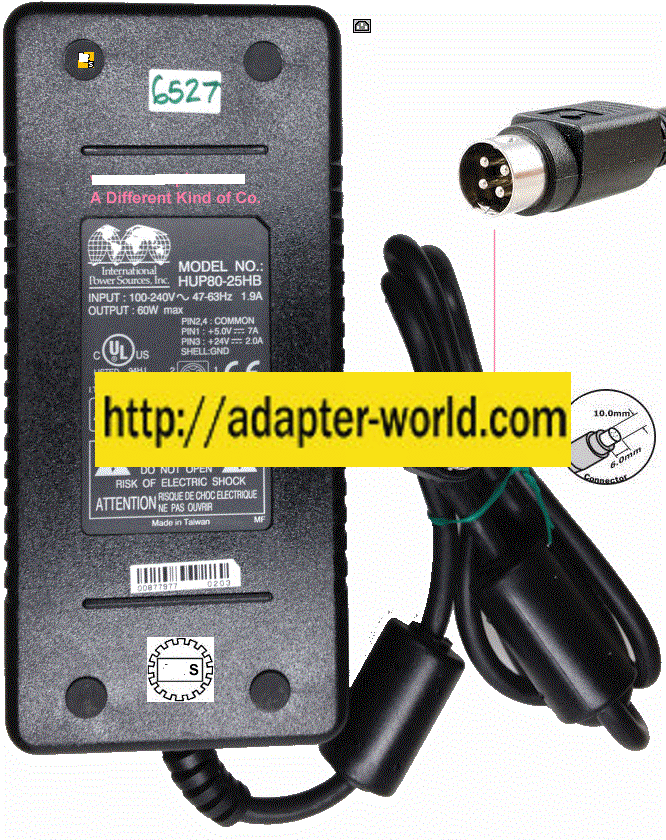 NEW INTERNATIONAL POWER SOURCES INC. HUP80-25HB AC ADAPTER 60W 5Vdc