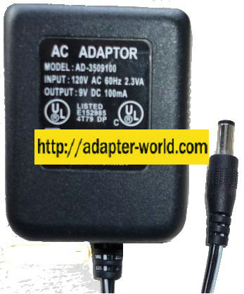 I.T.E AD-3509100 AC ADAPTOR 9VDC 100mA Linear POWER SUPPLY BLACK
