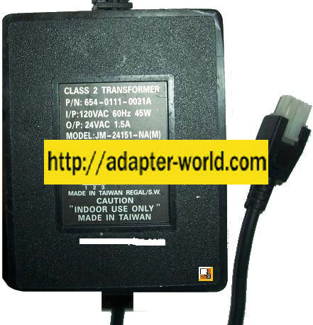JM-24151-NA AC ADAPTER 24Vac 1.5A 6Pin Molex [: : :] POWER SUPPL