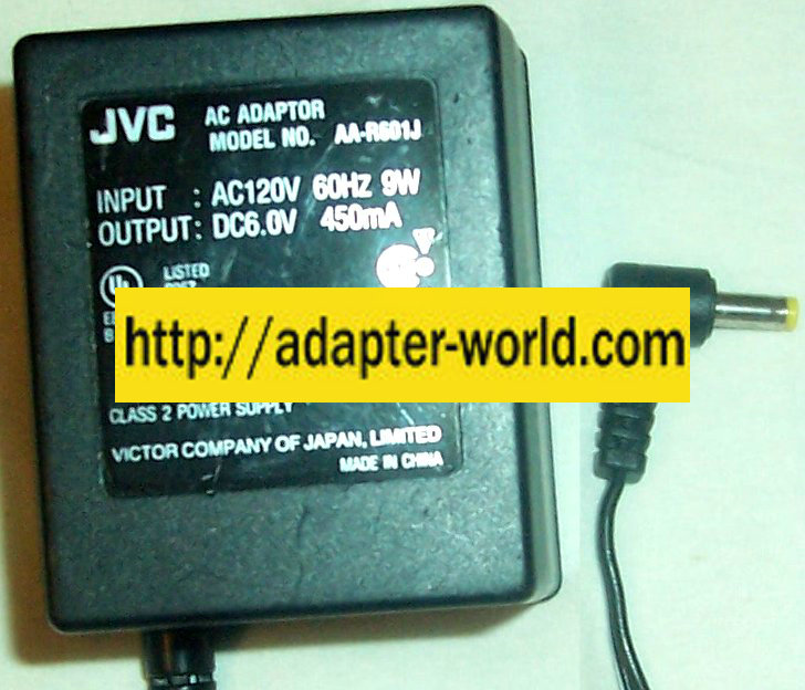 JVC AA-R601J AC ADAPTER DC6V 450mA CLASS 2 POWER SUPPLY