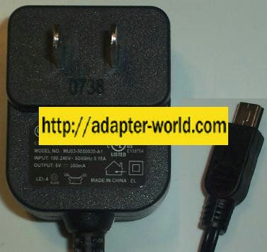LEADER MU03-5050035-A1 AC ADAPTER 5Vdc 350MA Mini USB 100-240vac