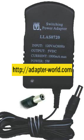 LIAN LONG LLAS0720 AC Adapter 5VDC 120VAC 1000mA SWITCHING POWER