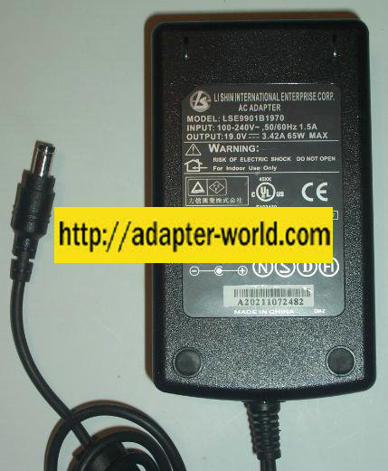 LI SHIN LSE9901B1970 AC ADAPTER 19VDC 3.42A 65W -( ) 2 x5.5mm RO