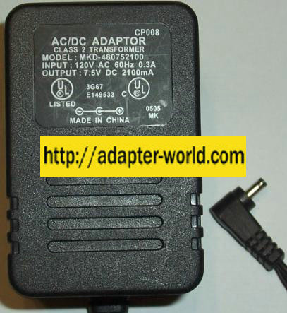 MKD-480752100 AC DC ADAPTER 7.5V 2100MA POWER SUPPLY