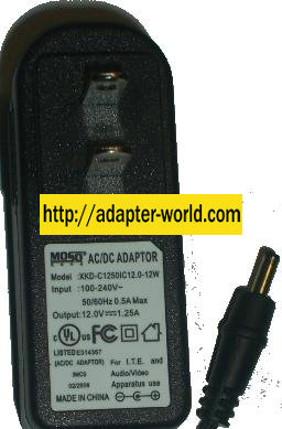 MOSO XKD-C12501C12.0-12W AC DC ADAPTER 12V 1.25A POWER SUPPLY