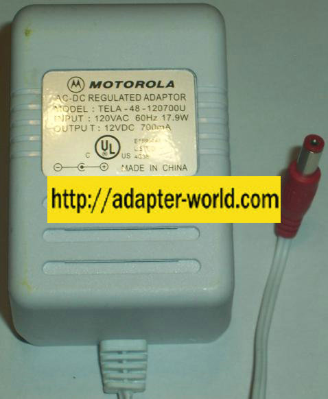 MOTOROLA TELA-48-120700U AC DC ADAPTER 12V 700MA POWER SUPPLY
