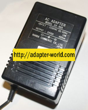 NANBA COMMERCE 24-40A AC ADAPTER 24VDC 400mA NEW 1.9x5.5x8.9mm NANBA COMMERCE 24-40A AC ADAPTER 24VDC 400mA NEW 1.9x5.5x8.9mm