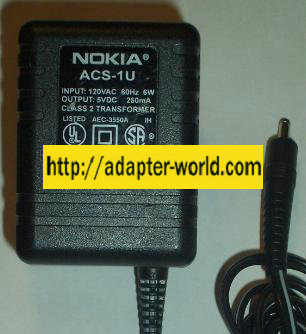 NOKIA ACS-1U AC DC ADAPTER 5V 260MA POWER SUPPLY