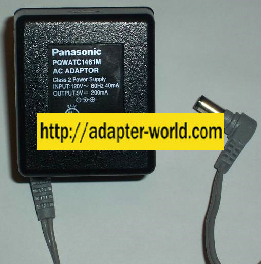 PANASONIC PQWATC1461M AC ADAPTER 9Vdc 200mA POWER SUPPLY