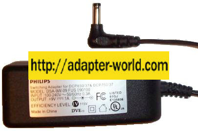 PHILIPS DSA-9W-09 FUS 090100 AC DC ADAPTER 9V 1A POWER SUPPLY fo