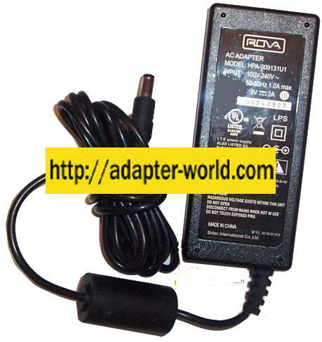 ROVA HPA-309131U1 AC ADAPTER 9Vdc 2A -( )- POWER SUPPLY DVD PLAY