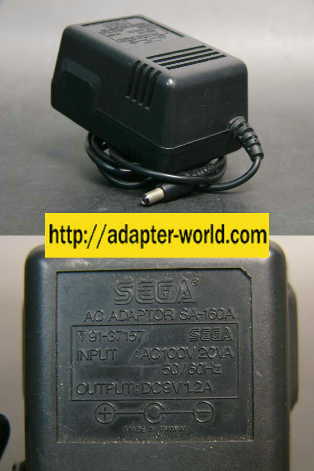 SEGA SA-160A AC ADAPTER 9VDC 1.2A (-) 2x5.5mm 100vac POWER SUPP