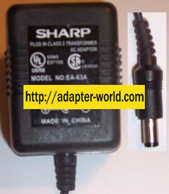 SHARP EA-63A AC ADAPTER 6VDC 300mA (-) 2x5.5mm 120vac Power sup