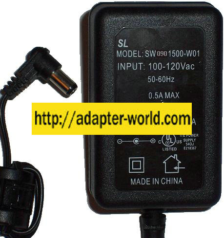 SL SW0901500-W01 AC ADAPTER 9VDC 1.5A POWER SUPPLY