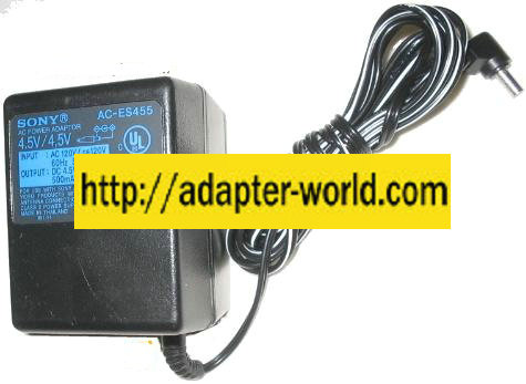 SONY AC-ES455 AC POWER ADAPTER 4.5V 500mA FOR SONY AUDIO/VIDEO