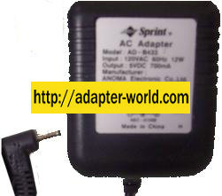 SPRINT AD-B433 AC ADAPTER DC 5V 700mA CLASS 2 TRANSFORMER POWER